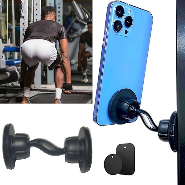 Gym magnetisk telefonholder og stativ Dobbelthodet mobiltelefonholder（Som vist）