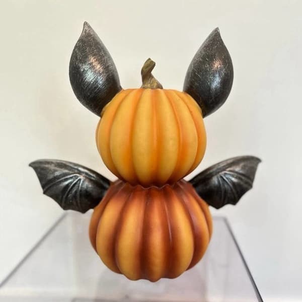 Halloween Gresskar Flaggermus Dekor i Resin - WINLLINEE - Håndmalt - Tredimensjonal Dekor