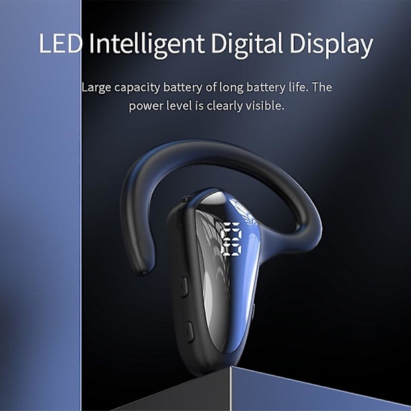 Bluetooth-headset, luftledningsheadset, smertefri brug, digitalt display, øremonteret, single-ear, 5.2 Bluetooth-headset, headset