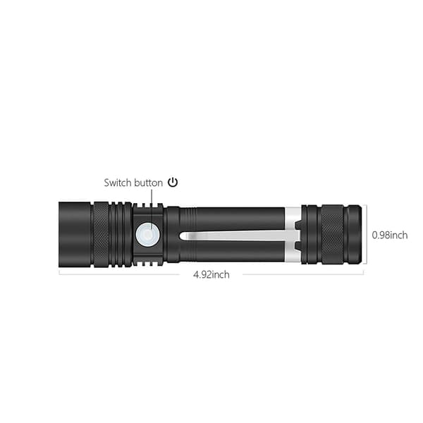 LED-taskulamppu, 1000 lumenin superkirkas taskulamppu, zoomaava, ladattava taskulamppu 4 tilalla（G）