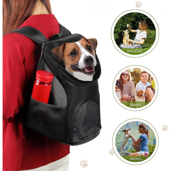 Svart 45*36*31 cm - Bärväska för hunddjur, hundryggsäck, bärryggsäck, transportryggsäck, lämplig för husdjur under 3 kg på resa/vandring/camping