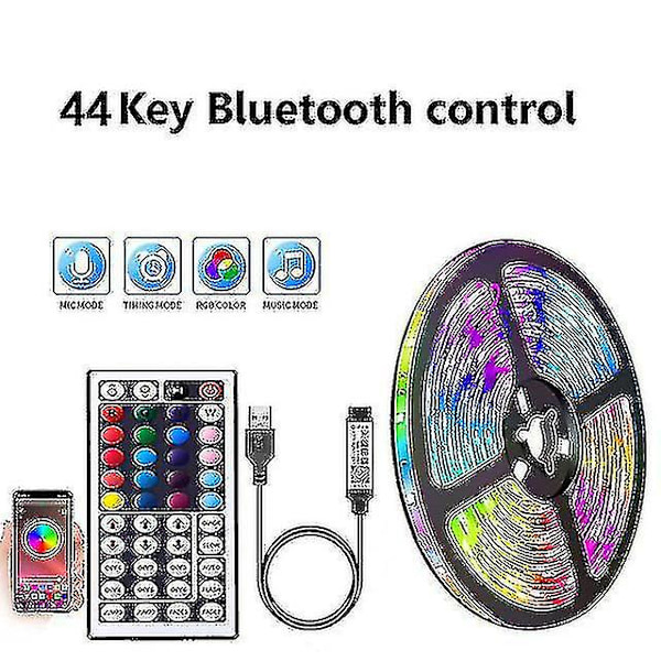 20m LED-lampor Bluetooth RGB-lampor LED-bandlampor med 44-tangenters fjärrkontroll Musiksynkronisering Färgförändrande LED-stämningsremsa Fule53-2835 44key Bt Plug-15m Full S