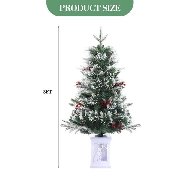 90 cm Forbelyst Juletræ, LED, 8 Tilstande, Snemand Lysboks, Sæt med 2, Boligindretning