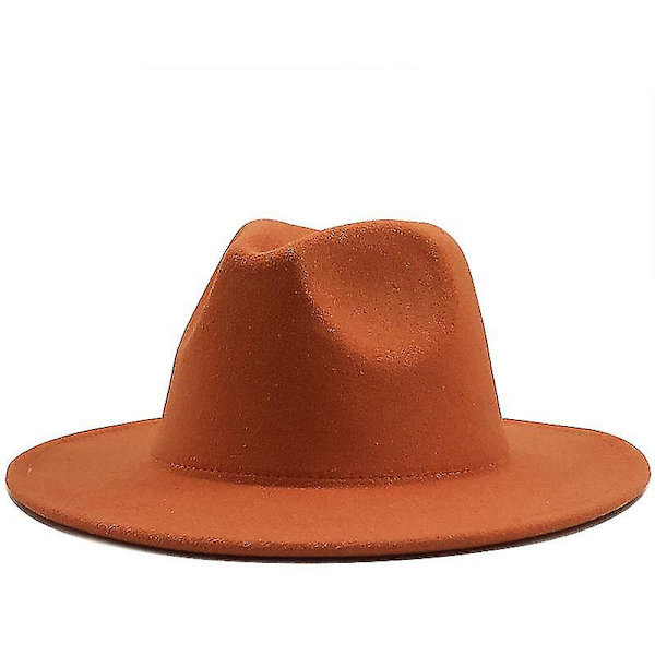 Evago Yksinkertainen Ulompi Oranssi Sisäpuoli Sininen Villahuopa Jazz Fedora Hatut Ohuella Vyön Soljella Miehet Naiset Leveälierinen Panama Trilby Lakki 56-58-60cm
