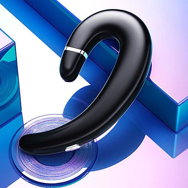 Bluetooth-hovedtelefoner med ørekrog-headset uden ørepropper med mikrofon - sort