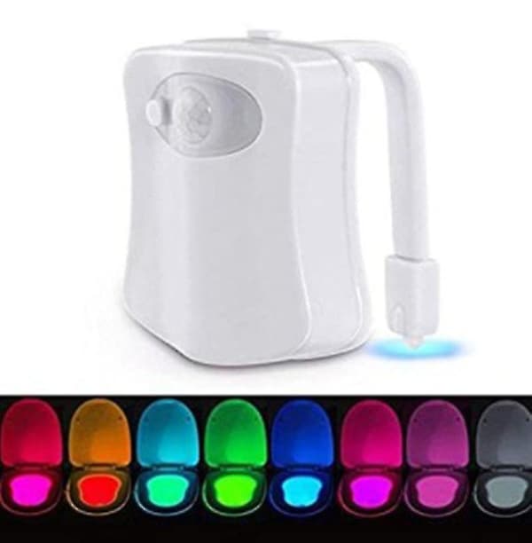 8 färger som ändrar kroppsrörelsesensor toalett L-säte lampa
