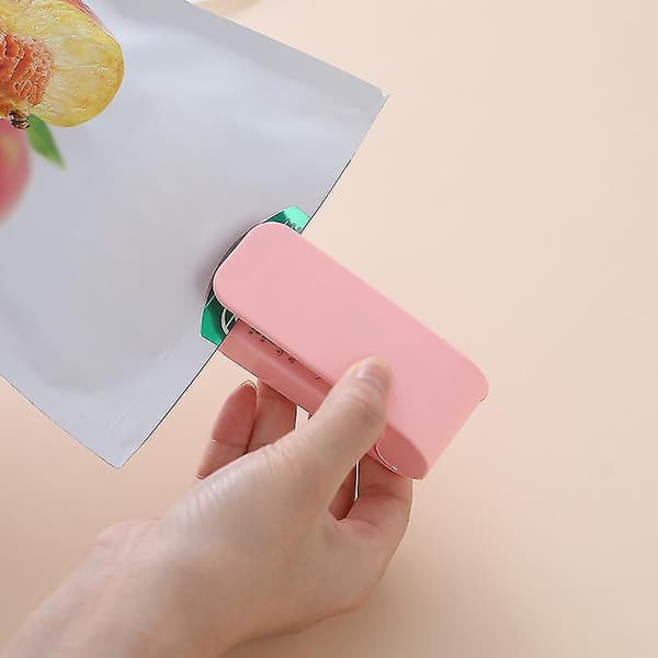 Mini Bag Sealer og Kutter USB Oppladbar Bærbar Håndholdt Rosa