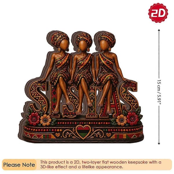 Søstre trefigur ornament vennskapsgave solid 15 cm stabil A