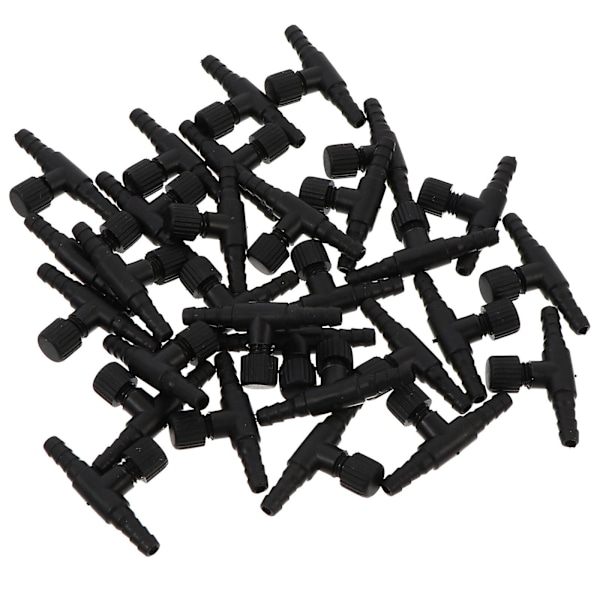 30 stk 4mm luft inline slangekobling plast for fiskebolle akvarium（4X2X1CM，svart）
