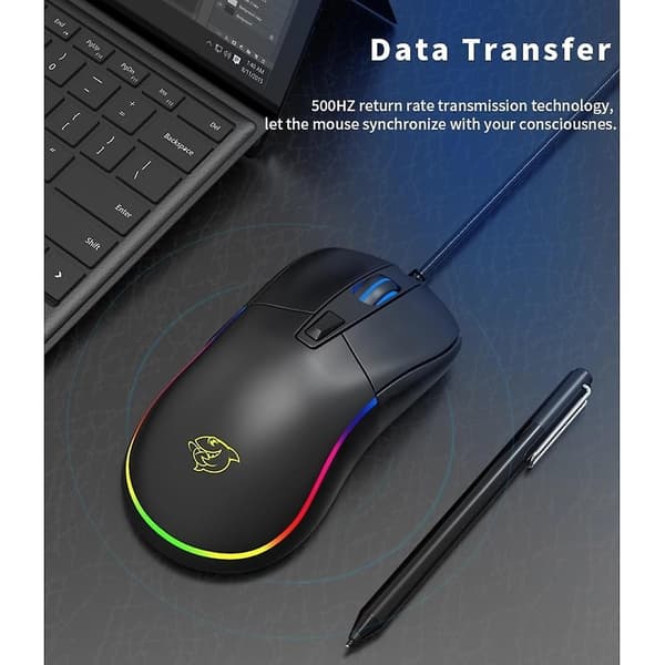 Billedsensor 6-knaps gamingmus 1000 Dpi optisk kablet gamingmus til bærbare computere Pc-spil | Mus (sort)