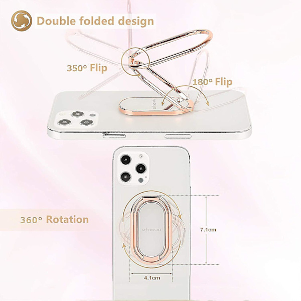 360 graders roterende mobiltelefon ringholder finger kickstand (Rose Gold)