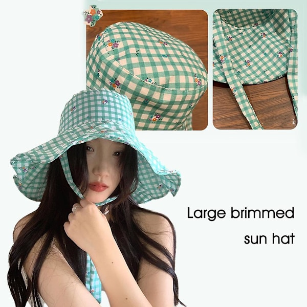 Large Brimmed Sun Hat Plaid Fisherman Hat Women Sun Hat Outdoor Sun Hat