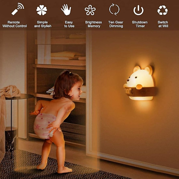 Baby natlampe, soveværelse natlampe, bærbar Ld natlampe, bærbar USB opladningsnatlampe gult lys til læsning, sping og afslappende, B