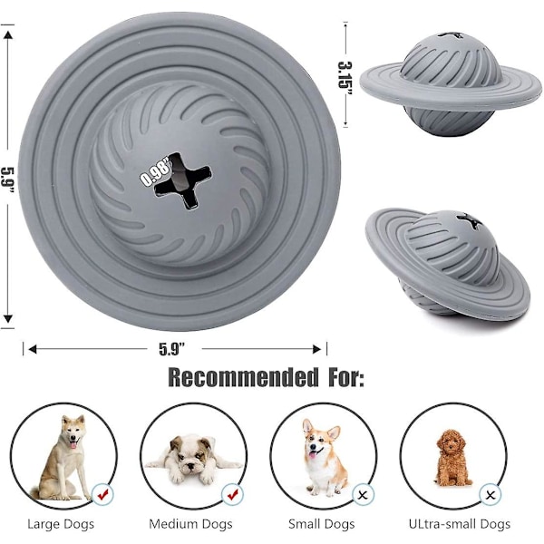 Hundleksak med godisboll, iq interaktiv godismatdispenser pussel leksak bollar, ufo hundgodisboll, naturliga gummivalpleksaker för medelstora och små hundar som jagar tuggar och leker