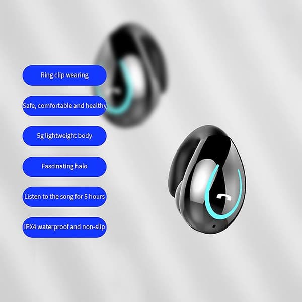 Led-åndedrætslampe Bluetooth-knogleledning trådløs øretelefon Bluetooth-headset Touch Single Ear Headset til telefon Tws støjreduktion A