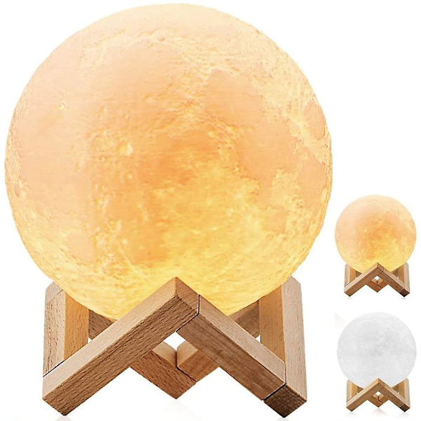 7,9\" Stor 3D Månelampa, Full Moon Lamp Light, 3D-utskrift Dimbar Modern Golv