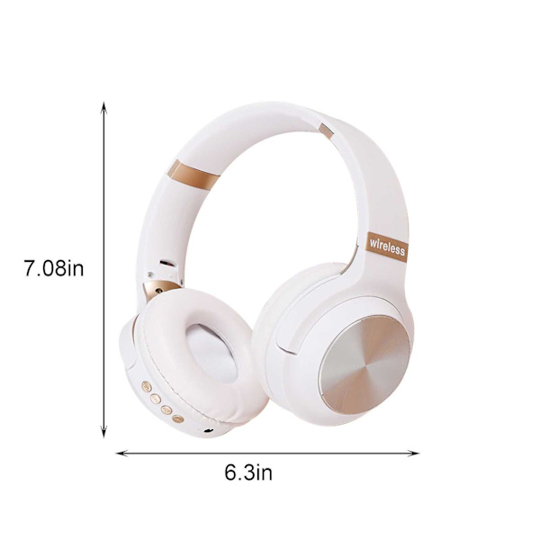 Huvudmonterat hopfällbart trådlöst Bluetooth-headset i metall med Bluetooth FM-pluggbart kort i vitt