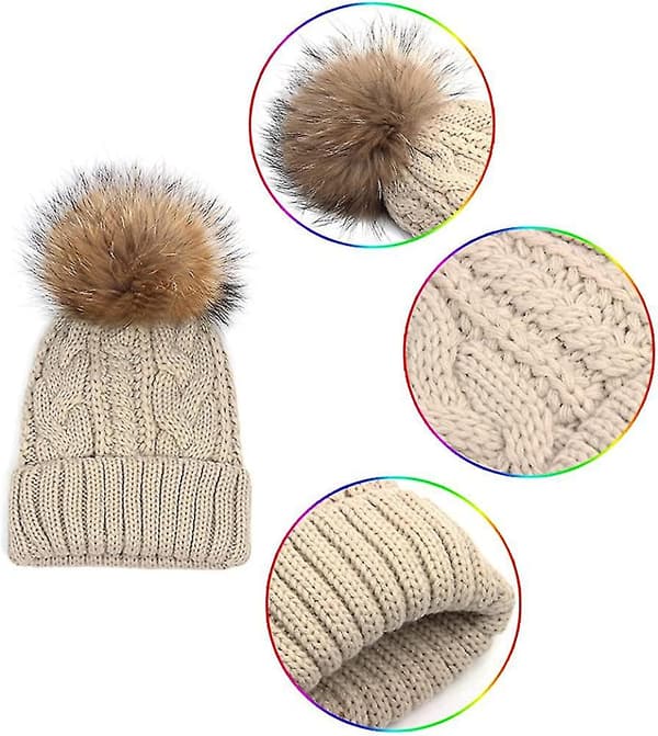 Barn-förälder-barn-set höst och vinter boll twist stickad mössa mode varm ullmössa（barn）