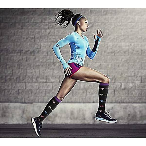 Kompressionsstrømper til kvinder og mænd (8 par) 15-20 mmHg er den bedste støtte til atletisk løb, vandreture/Large-X-Large/Kombination 1