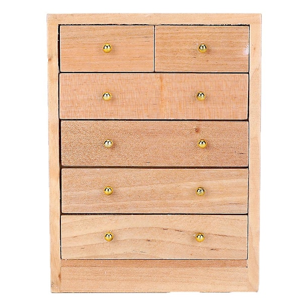 1:12 Dukkehus 5-lags skuffe skab mini møbler træ dukkehus dekoration tilbehør 5-lags skuffe skab