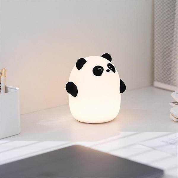 Panda Natlampe, Sød Squishy Dæmpbar Touch Dyrelampe, 3 Niveau LED Fødevarekvalitet Silikonelys til Soveværelsesindretning（Som Vist）