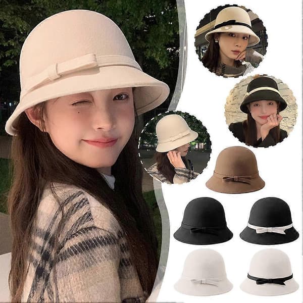 Fransk hatt i Hepburn-stil, mångsidig liten fiskarhatt i elegant stil White