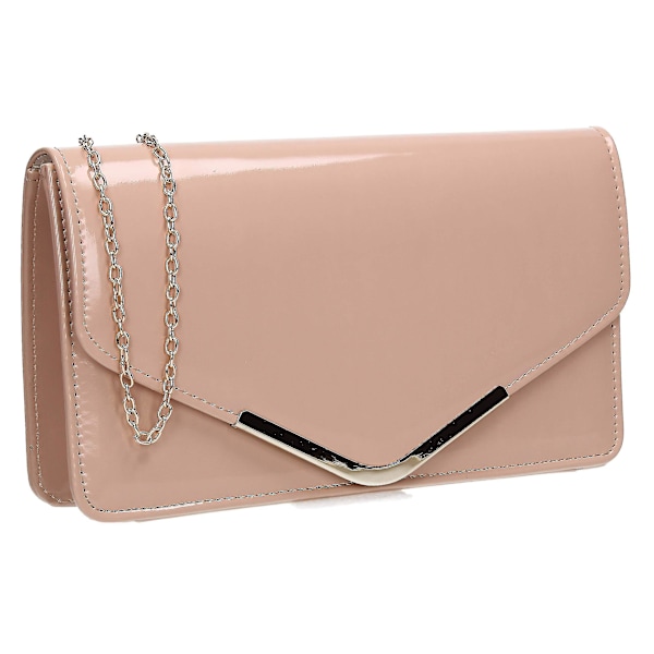 Patentlær Clutch Lommebok Konvolutt Damer Prom Damer Clutch Pu Ensfarget Magnetisk Clutch Lommebok