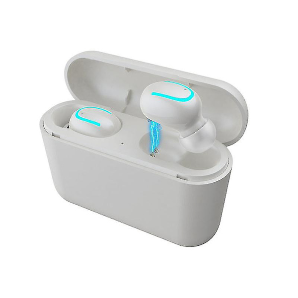 Bluetooth-headset med digital display trådlös True Stereo osynlig i-örat (vit)