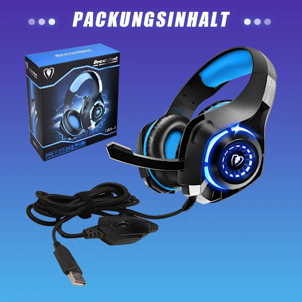Gaming Headset til PS4 PS5 PC Xbox Series, Justerbar Hovedbøjle, 3.5mm Deep Bass Stereo Surround Sound PS4 Headset med Støjreducerende Mikrofon