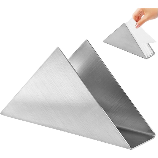 Silver-17 X 4,5 cm Servetthållare Triangulär servetthållare Rostfritt stål Modern konst Servetthållare för köksbänk Bord Festdekoration