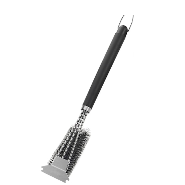 Skraber Trehoved Grill Net Rengøringsbørste BBQ Grill Værktøj Rustfrit Stål Stærk Dekontaminering Grillbørste GAO240703（Gratis Størrelse，Hvid）