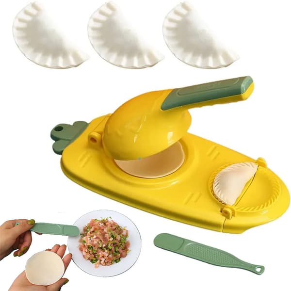 2-i-1 Dumpling Form Presser, Dumpling Maker, Manuel Dej Presser, Dumpling Skin Form og Dumpling Fremstilling Form, Manuel (Gul)