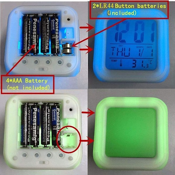 Dww-vekkerklokke Pingvinbilde Lys Vekkelyd USB Barn LED Klokke Tegneserie Nattlys Blits 7 Farger Skiftende Digital Klokke Bordklokke