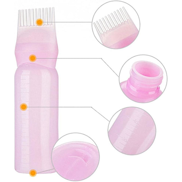 4 st applicerflaska rotkam hårfärgningsflaska plast klämflaskor för hårfärgning färgning och hårbottenbehandling essentiell vit rosa