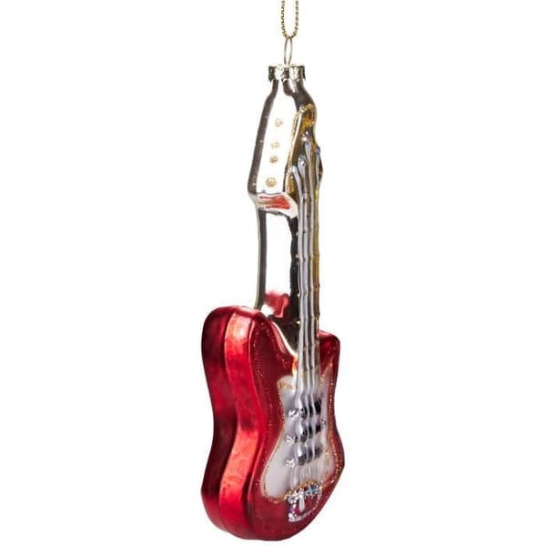 BRUBAKER Gitarr - Handmålad julkula i glas - Roliga dekorativa figurer - 15 cm vit XXS