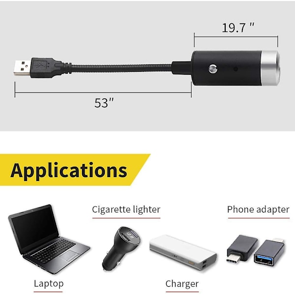 Usb Stjerne Nattelys.romantisk Auto Tag Bavoe Lys. Xinfok Justerbar Usb Nattelys- Plug And Play (blå)