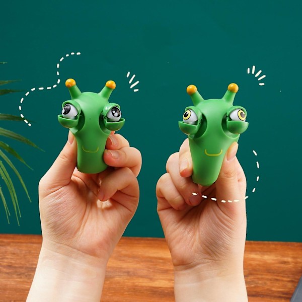 2 stk morsomme øyeeple popping squeeze leketøy gressorm klemme squishy fidget leketøy antistress øye sprett for barn voksen stressavlastning（Som bilde，2 stk blanding）
