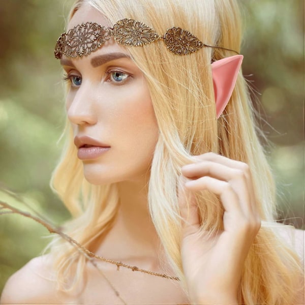 2 Par Halloween Latex Alvöron Cosplaymasker Fairy Goblin Öron, Mörk Färg Mörk Färg -