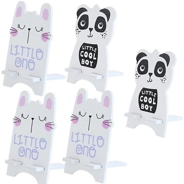 Mobilhållare i trä - Panda/katt Vit（Katt）