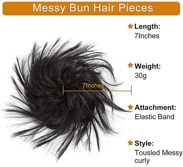 Sort Updo Rod Bun Hårstykke Hårforlængelse Hestehale Med Elastisk Gummibånd