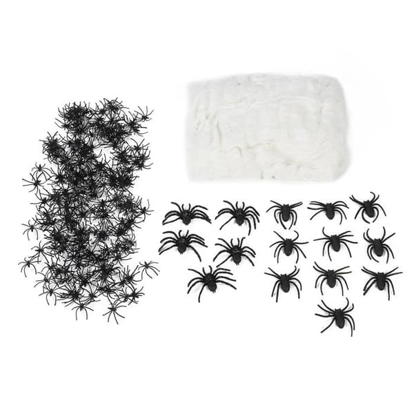Halloween Spindelnät - INGEN - Töjbart - 215 spindlar (200 g) - Vit vit XXS