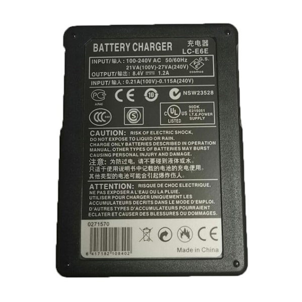 Lc-e6e Lc-e6-oplader til Lp-e6 Lp-e6n-batteri til 5d2 5d3 60d 7d 70d
