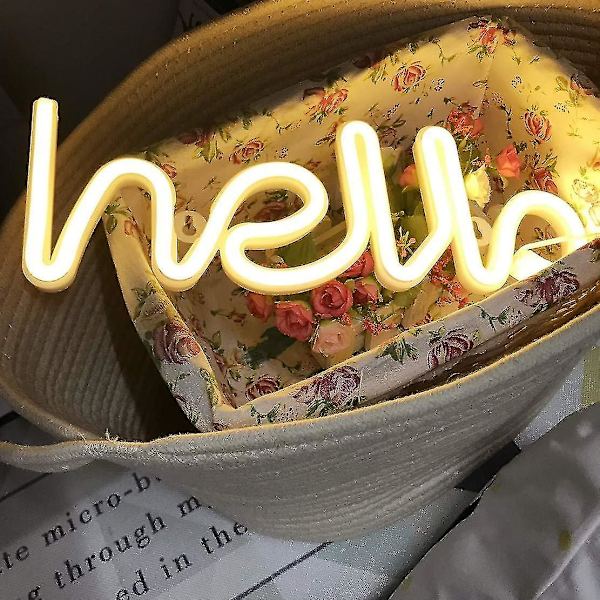 Led Hello Form Neon Bokstavsskylt Neon Bokstäver Ljus Dekorativ Konstljus Väggdekor För Barnrum Jul Bröllopsfest Tillbehör (varm Vit Hello)