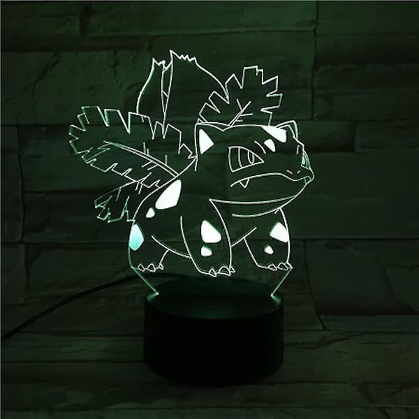 Ny, velegnet Bulbasaur 3d LED-nattelys soveværelse bordlampe farveskiftende