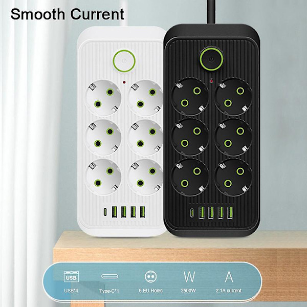 Europæisk standard dedikeret hul USB-stik 2 meter, 6 huller, 4usb+type-c