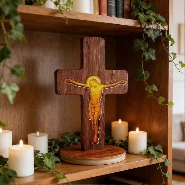 Påske Trækors Ornament Religiøs Vægdekoration til Hjemmet A