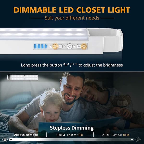 Led-skabbelysning med bevægelsessensor, genopladeligt 2000mah batteri