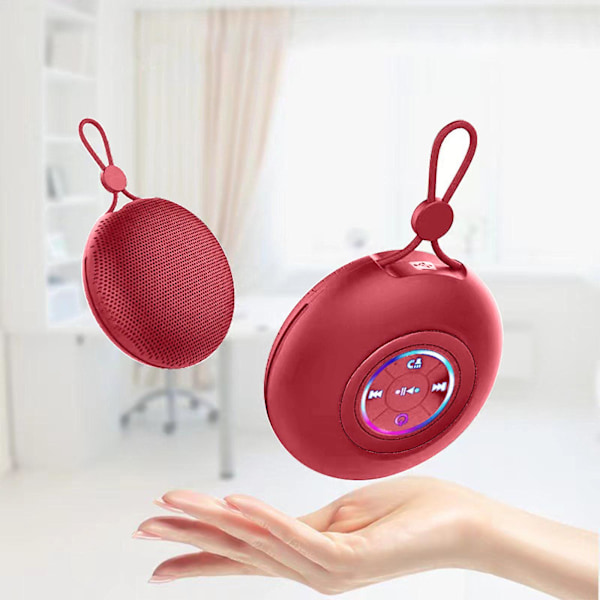 Bluetooth-högtalare i tyg med plugg, miniljud, stereo, Bluetooth, snygg extern belysning, lång batteritid, sammankoppling (fri storlek, röd)