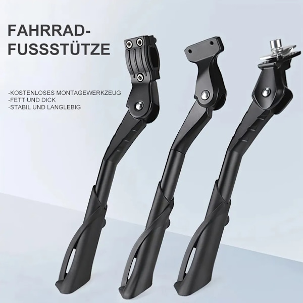 Aluminiums sykkelstativ, justerbart bakstativ for sykler og elsykler, sklisikkert og robust sidestativ, 24-29 tommer
