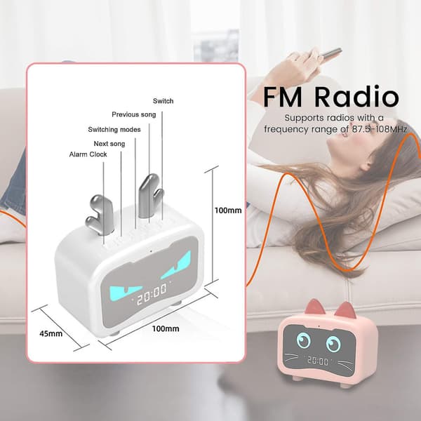 Klocka Bluetooth-högtalare Spegel Kreativ Bärbar Väckarklocka Mini Audio Present（C）